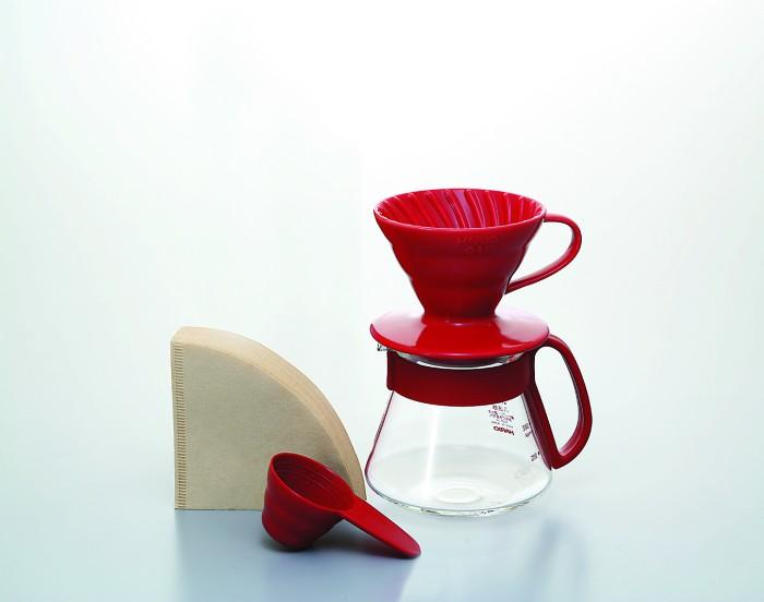 Hario V60 Ceramic Red Dripper and Pot