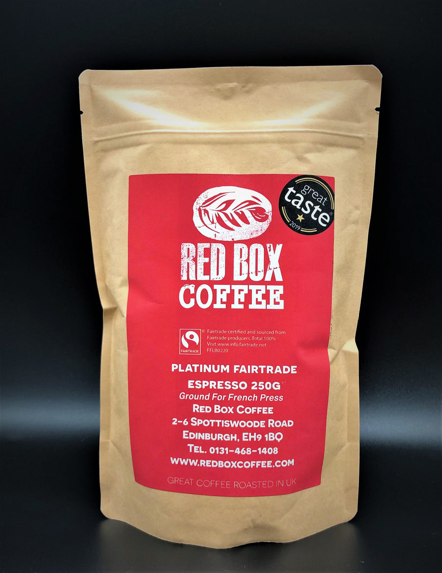 Red Box Platinum Fairtrade Coffee, Great Taste 1-Star 2019 - GROUND FOR FRENCH PRESS