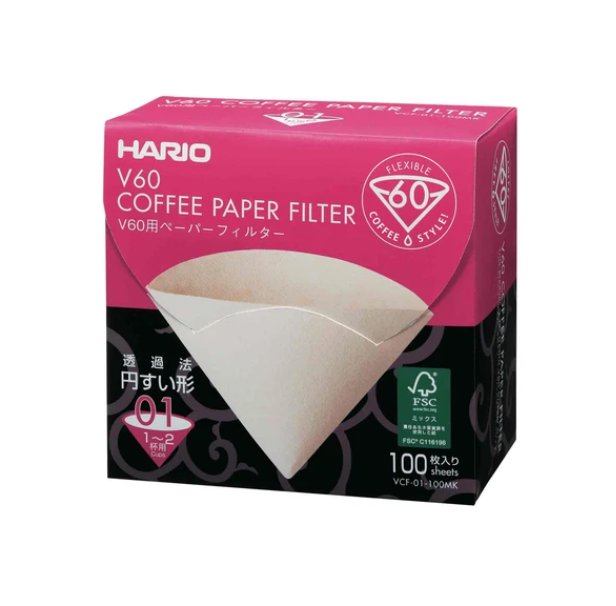 Hario V60 Paper Filter 01 Dripper Bleached
