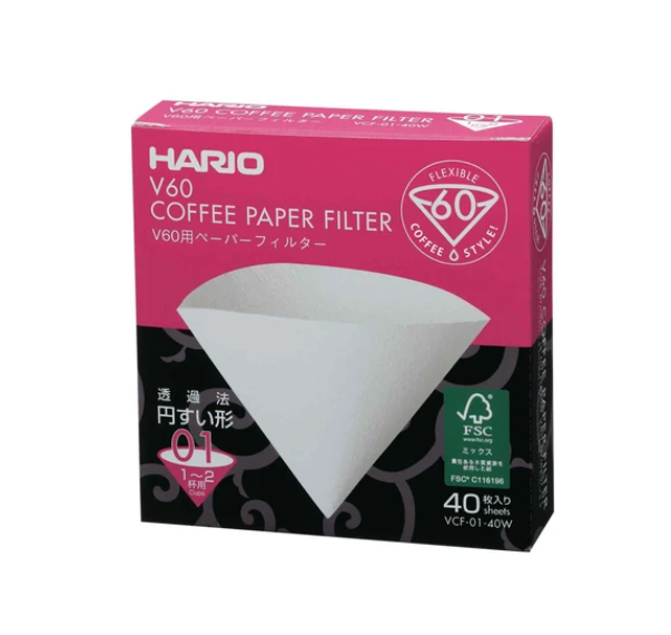 Hario V60 Paper Filter 01 Dripper Bleached
